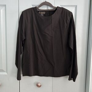 Bogari Signature Womens Silk Blend Black Long Sleeve Blouse Small Quiet Luxury